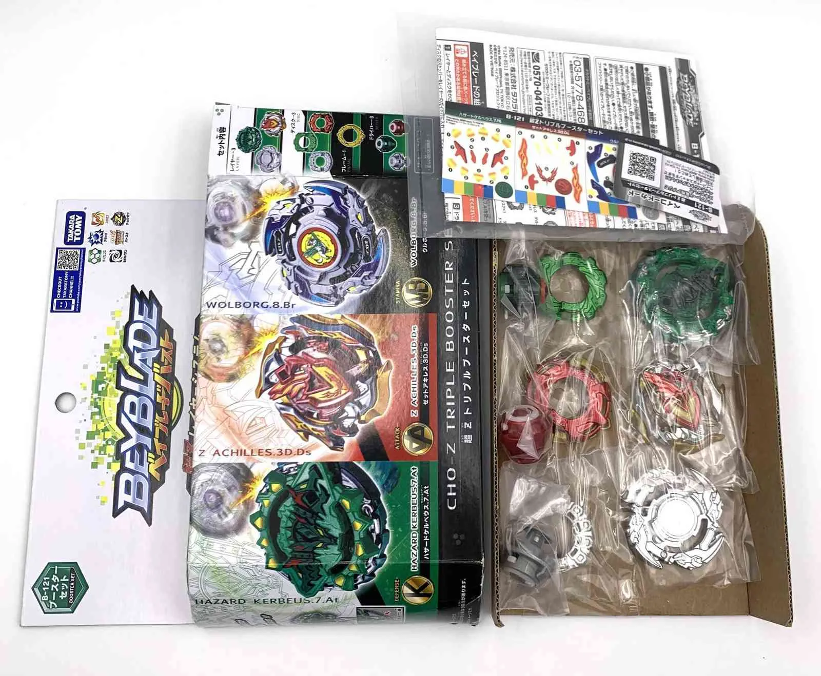 2020 Pronto Stock Originale TAKARA TOMY BEYBLADE BURST B-121 CHO-Z 3 SU 3 TRIPLO BOOSTER SET X0528