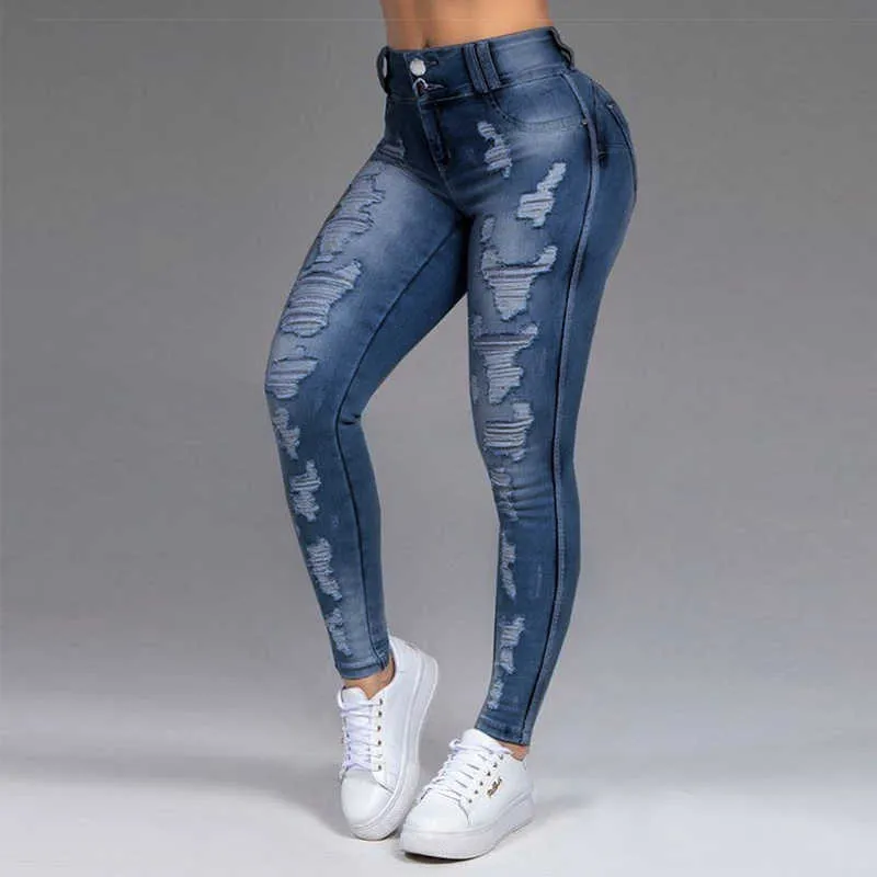 Kadın Kot 5XL 6XL Streç Yırtık Sıska Siyah Denim Jean Seksi Anne Kadın Büyük Boy Kadın Elastik Ofis Moda Trendy 210629