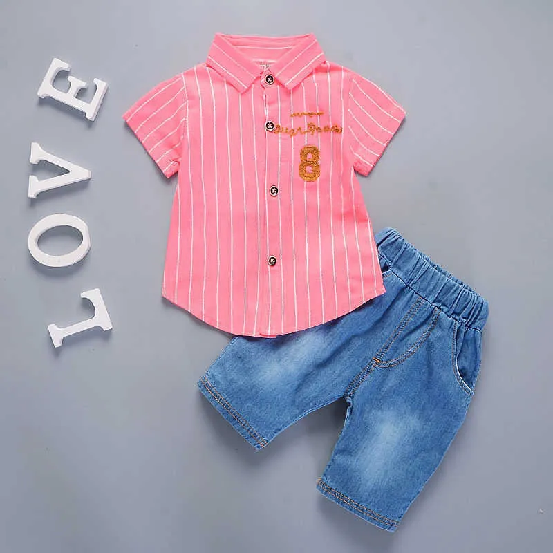 New Hot Summer Baby Boys Girls Clothes Infant Casual Abiti Camicia Shorts 2 Pz / set Gentleman Style Bambini Risvolto Bambini Tuta X0802