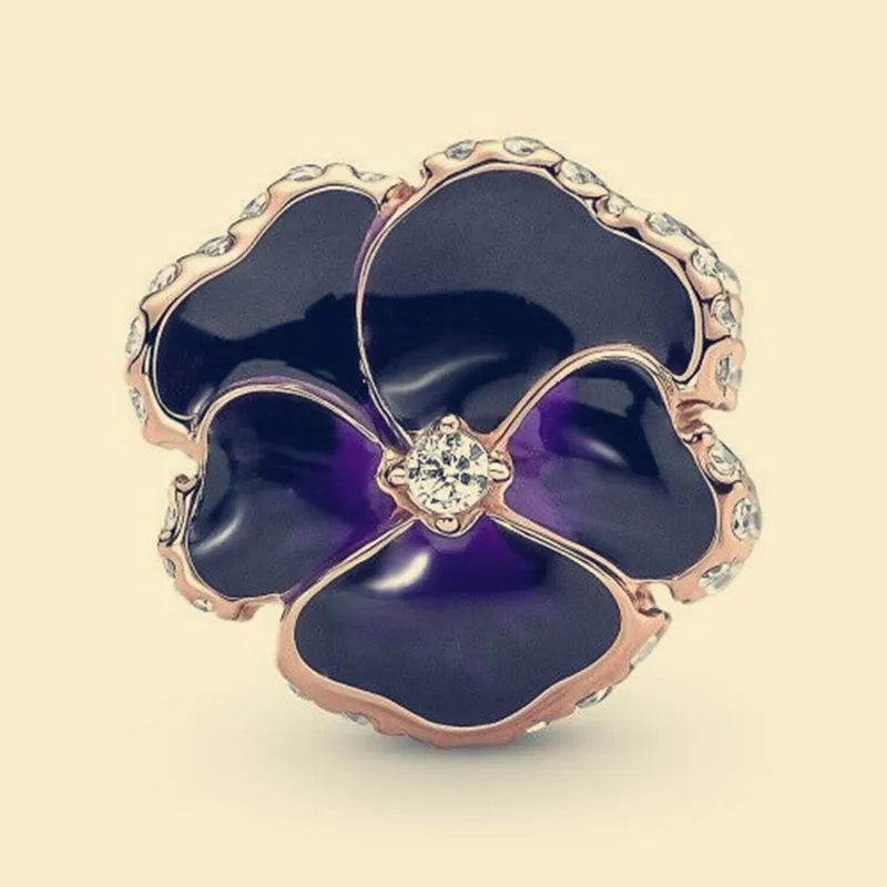 Flower Pandora Pandora Purple Flower Pandora para Pulseiras DIY Jewlery Fazendo Kits Loose Grânulos Pulseira de Jóias de Prata Fazendo Atacado 780777C01