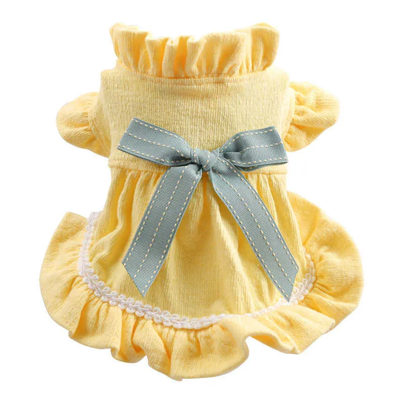 Chiot printemps automne jaune arc luxe chien été Pet caniche jupe robe hawaïenne animaux vêtements