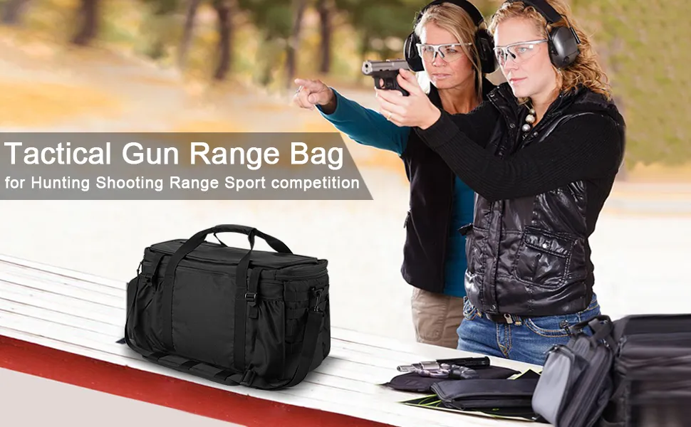 Jakt Range Bag Soarowl Tactical Gun Target Bag Pistol Shooting Duffel Bag Stor kapacitet 600d Tyg Vattentät och bärbar