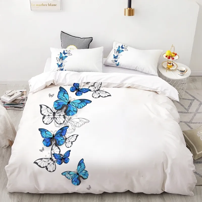 WarmsLiving Papillons Housse de couette Collection Papillon Literie Reine Printemps Imprimé Couette housse de couette Y200417256j