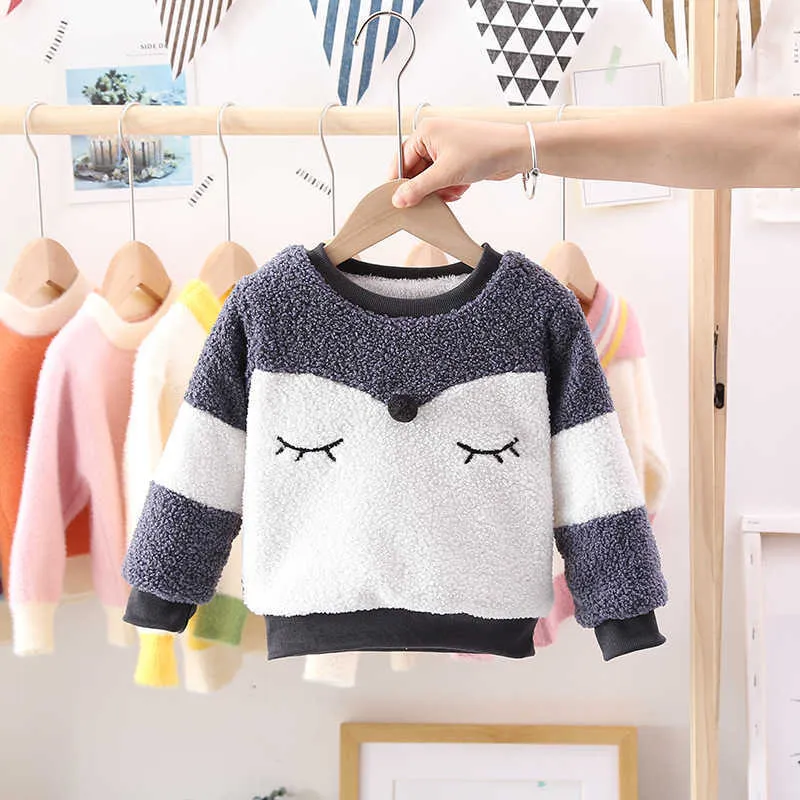 Pullover Toddler Boys Girls Brand Sweatshirts Winter Warm Coat Tshirt Baby Lamb Wool Wool Wool Thrugle Cartoon Cartoon Bear Complements 220924