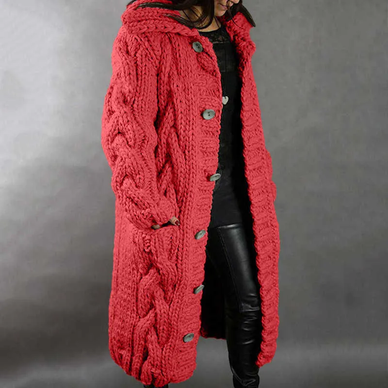 Fitshinling Cardigan maglione invernale vintage Twist Plus Size 5XL Cappotto lavorato a maglia oversize Cardigan lungo femminile Giacche moda 210917
