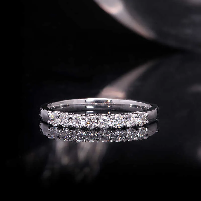 AEAW 14k witgoud 025ctw 2 mm DF Round Cut EngagementWedding Topaz Moissanite Lab Grown Diamond Band Ring voor dames9004472