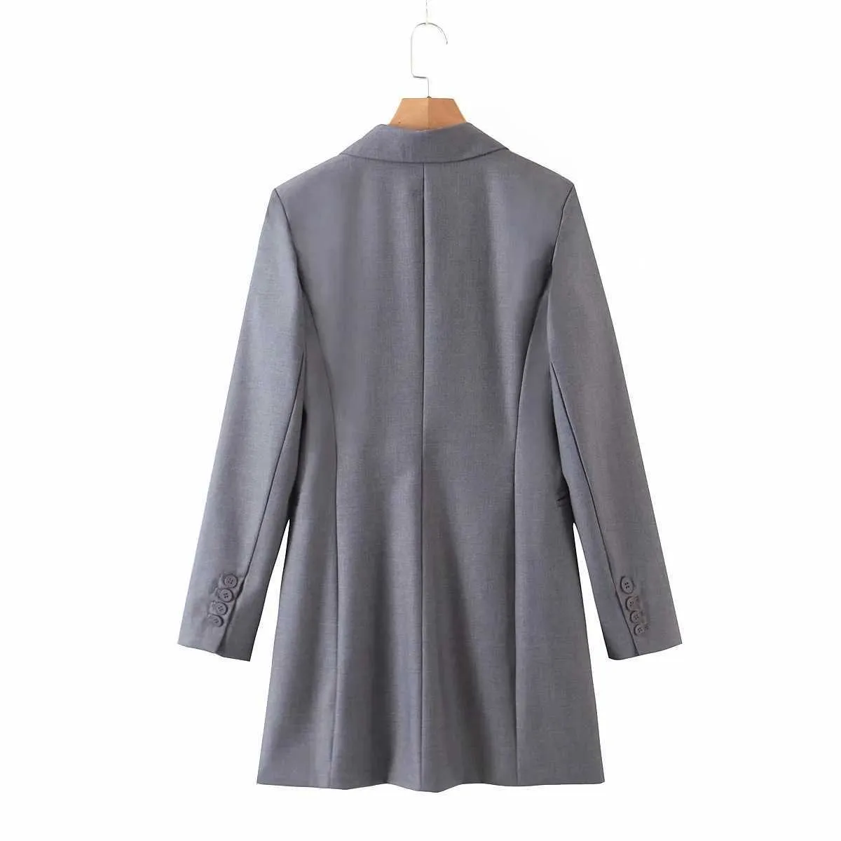 Plus Size Dames lange jas Herfst Double-Breasted Sleeve Dames Blazer Elegante Vrouwelijke Pak Hoge Kwaliteit 210527