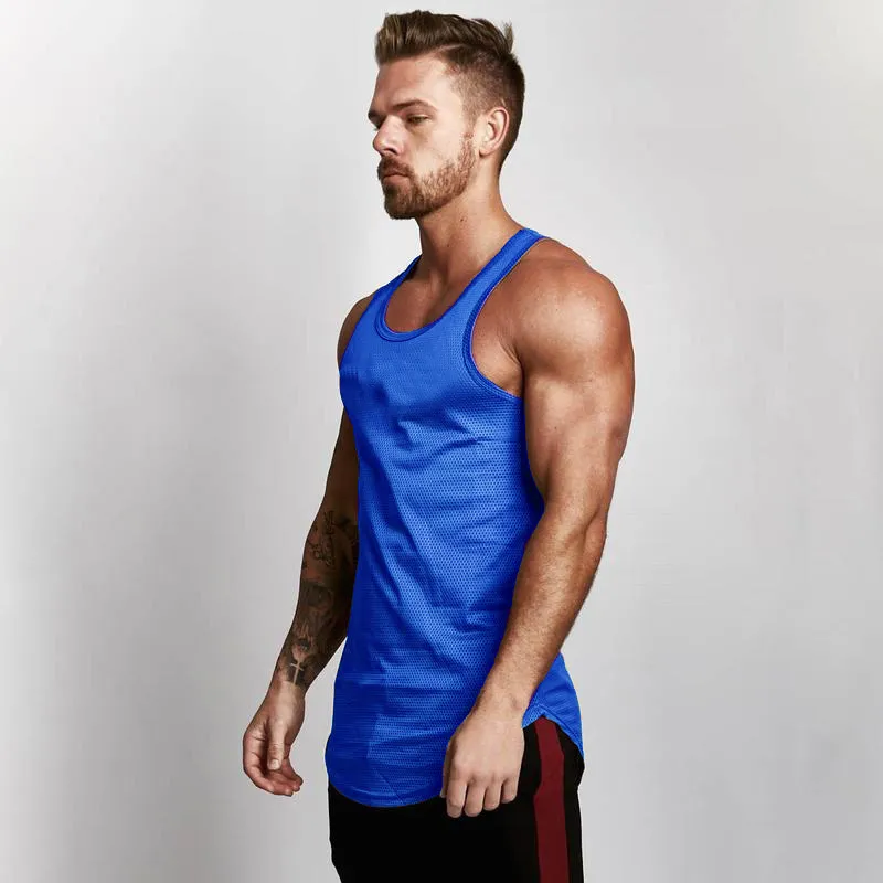 Débardeurs de musculation pour hommes, débardeurs de sport en maille, gilet musculaire, Fitness, t-shirts sans manches, Slim Fit Singlets