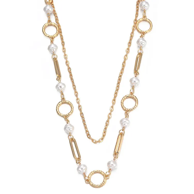 KMVEXO collana girocollo con perla simulata barocca con catena a ginocchiera gioielli di tendenza moda donna 2021