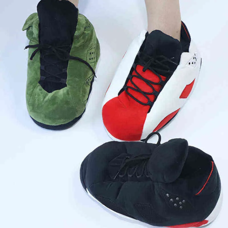 Winter Women's Home Slippers Green Lace Up Warm Cotton Woman Flat Sneakers Slipper For Couple Female Flip Flop House Shoes 211211