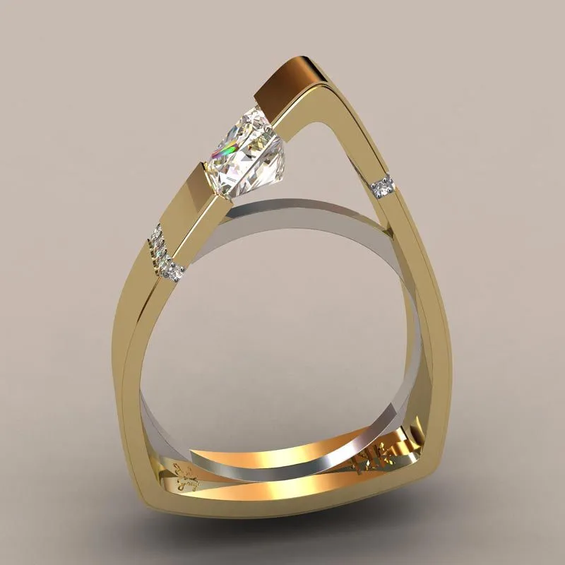 Anel de diamante triangular geométrico criativo 14K ouro pedra preciosa Bizuteria para mulheres Bague Etoile Peridot Anillos De Jewelry Ring 20195312362