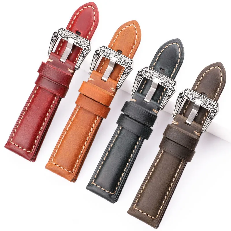 Cowhide 시계 스트랩 팔찌 20mm 22mm 24mm 26mm 여자 남성 진정한 가죽 watchbands 시계 액세서리 272p