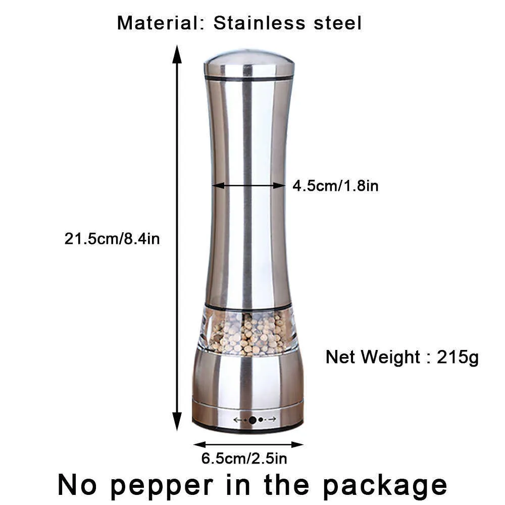 Stainless Steel Pepper Grinder Manual Mill for Salt Rice Herbs Spice Creative Ceramic burr Mills Kitchen Cooking 210712