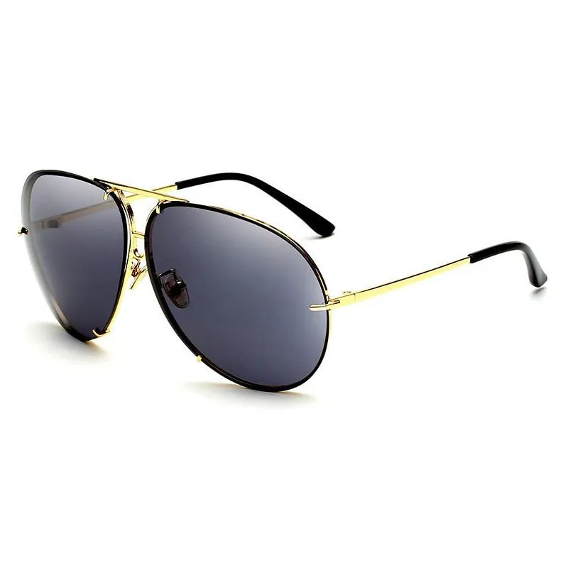 Óculos de sol oversized aviação mulheres homens marca designer uv400 retro grande sol óculos óculos masculino feminino ouro frame219k