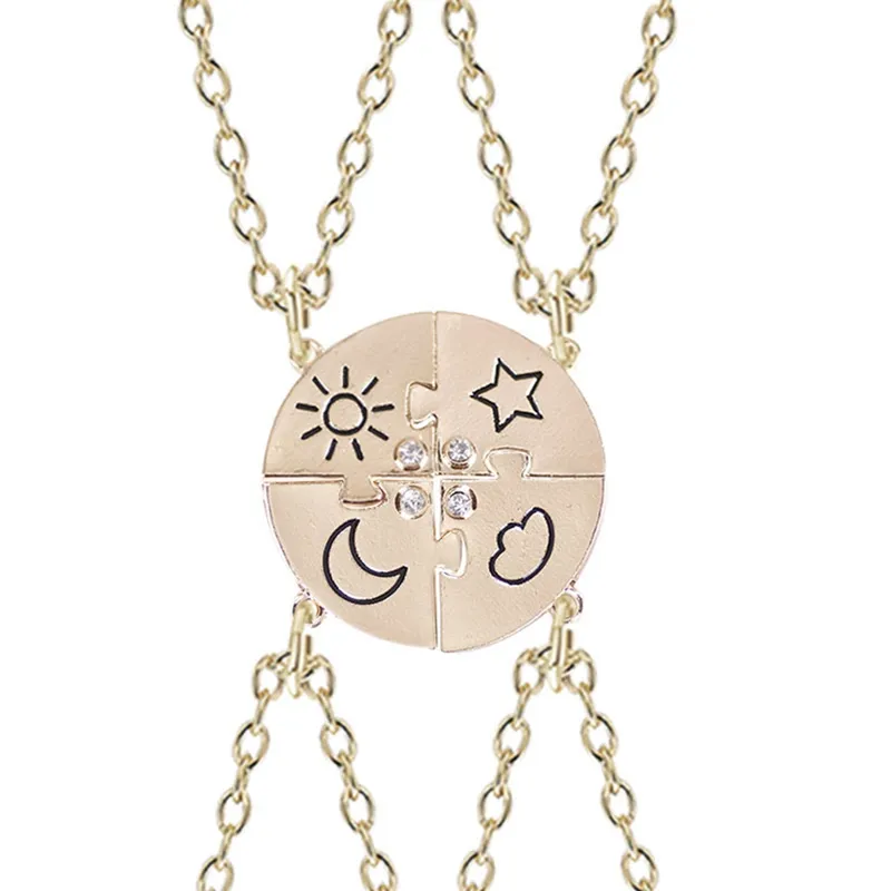 Set Friend Friendship Necklace Sun Moon Cloud And Star Inlaid Rhinestone Stitching BFF Pendant Fashion Jewelry Gift6230632
