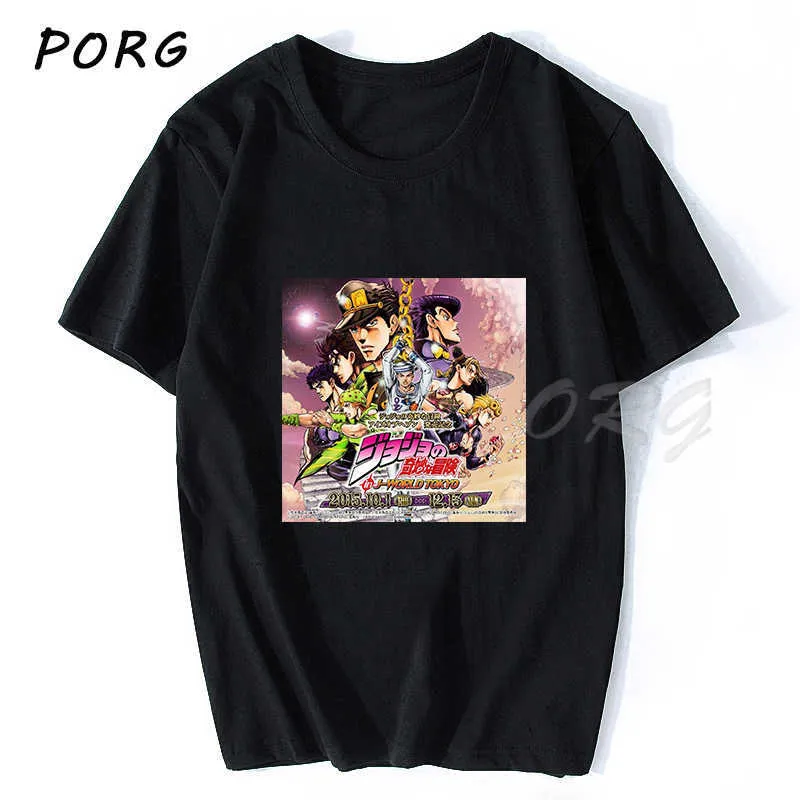 Jojos bizarre äventyr vintage män manga t-shirt harajuku streetwear bomull camisetas hombrre vaporwave japan anime skjorta 210714