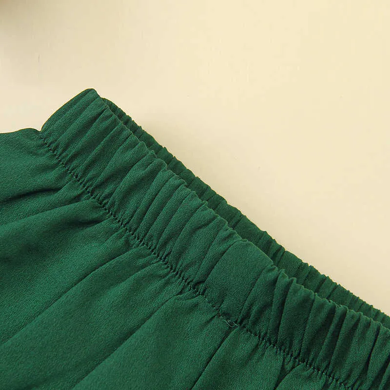 Estate Bambini Set Casual Ragazzi Cinturino verde Stampa floreale Top Pantaloni corti solidi Vestiti ragazze carine 1-5T 210629