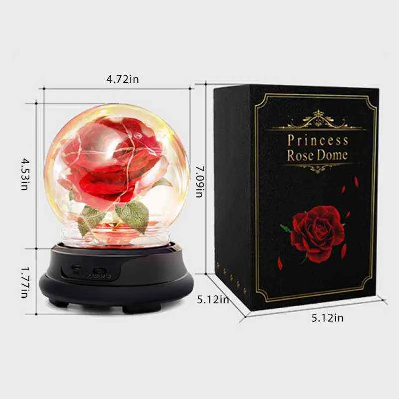 Flanell-Rosenblüten, LED-Licht in einer Flasche, Die Schöne, das Biest, die unsterbliche Rose, Neujahr, Weihnachten, Valentinstag, Geschenke