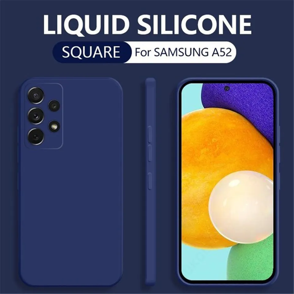 Kwadratowe płynne skrzynki silikonowe dla Samsung Galaxy A52 A72 A71 A51 S20 FE S21 Ultra S10 Plus A42 A31 A42 A32 Slim Matte Soft Cover