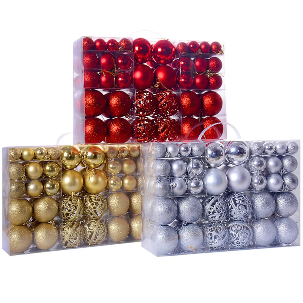 100 peças bolas de natal para árvore natal balhada bobina pendurada em casa decoração decoração de decoração de caixa sólida y201020