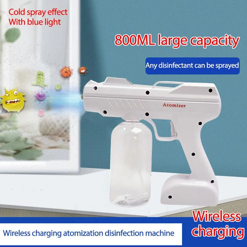 Watering Equipments Wireless Nano Atomization Fogger Machine Blue Light Nanos Steam Electric Spray Guns Battery Disinfection Gun H286V