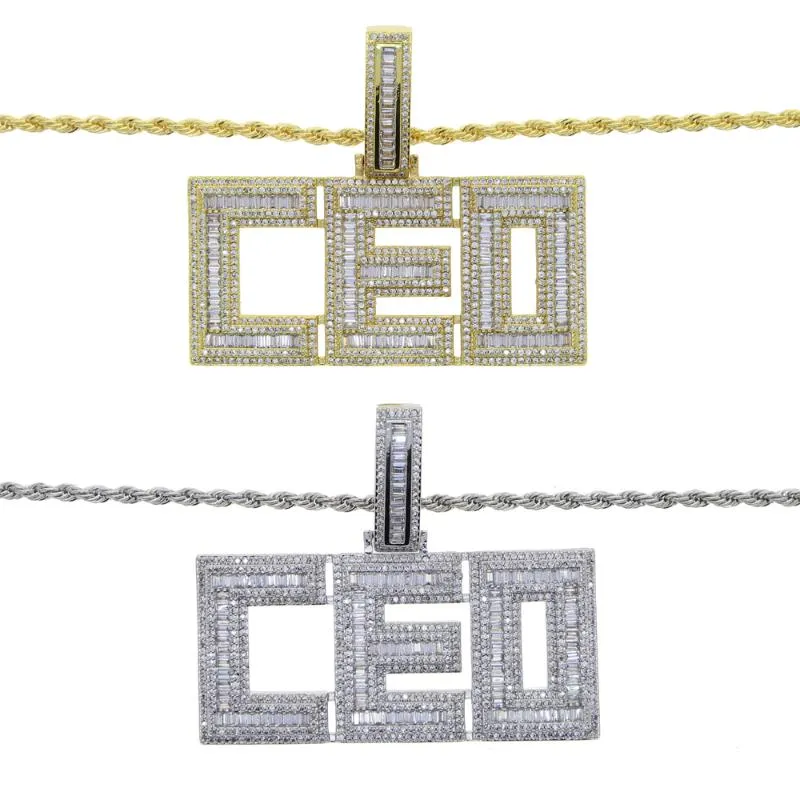 Chains 2021 Iced Out Initial Letter CEO Pendant Necklace With 5mm Cz Rope Tennis Chain Choker Necklaces For Men Boy Hip Hop Jewelr1974