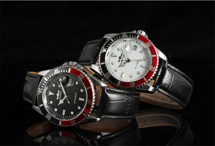 Лидер продаж, модные мужские часы WINNER, мужские автоматические часы, механические часы для мужчин, кожаный ремень WN37-2259z