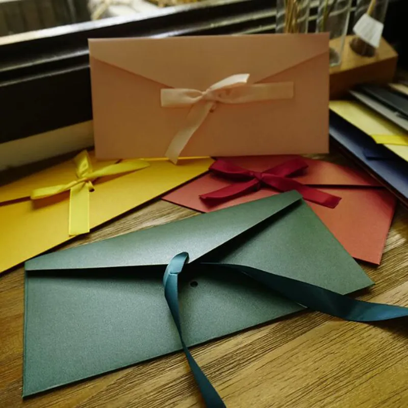 Старинные розовые фиолетовые ленты крафт пустые бумаги конверты свадебные приглашения конверт / подарок конверт / 12 цветов 600 шт.