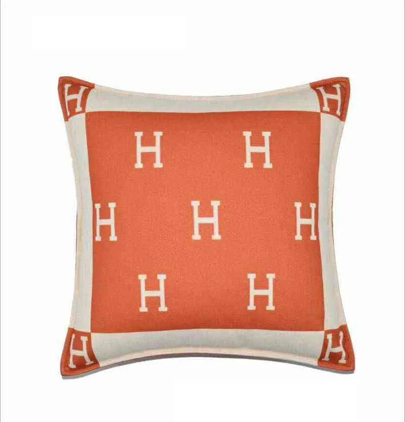 Fashion Pillow Back Cushion Sofa Living Room Villa Light Luxury Yang Velvet Orange Pillowcase 211116