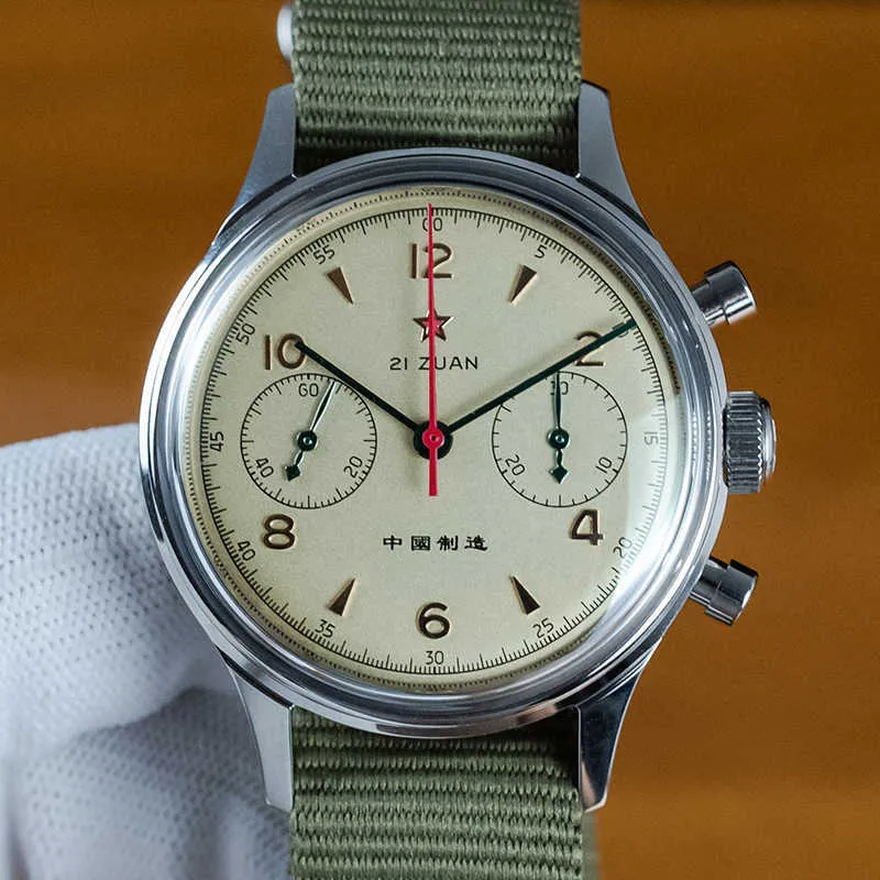 40mm 중국 항공 크로노 그래프 갈매기 운동 1963 남성용 기계식 감시 40mm ST1901 사파이어 38mm 시계 남성 조종사 조종사 210804237b