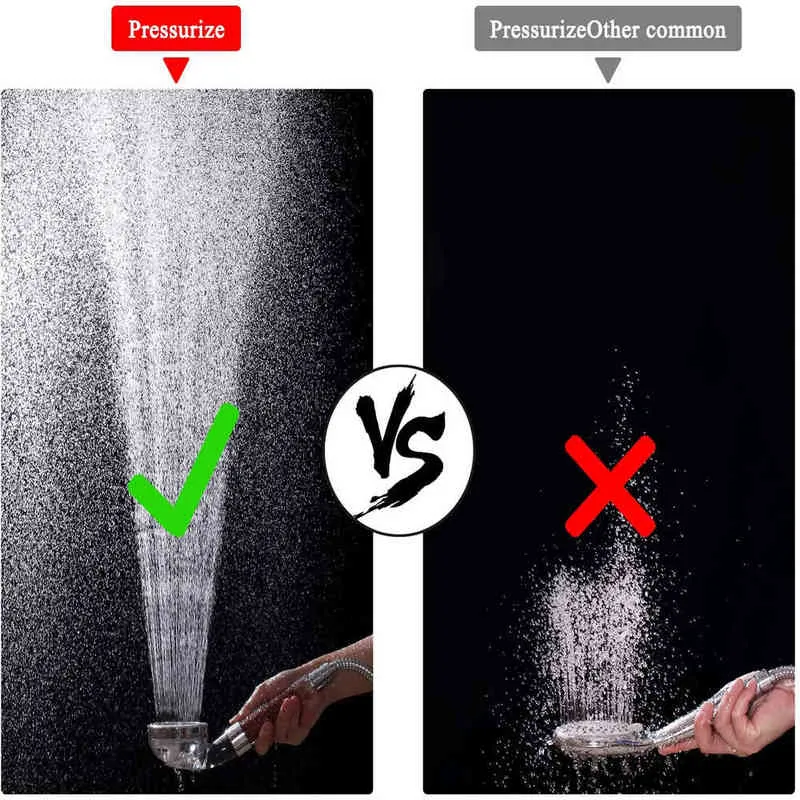 Pommeau de douche à main réglable, 3 Modes, pomme de douche à main, économie d'eau pressurisée, filtre minéral à anions, pomme de douche haute pression H1209