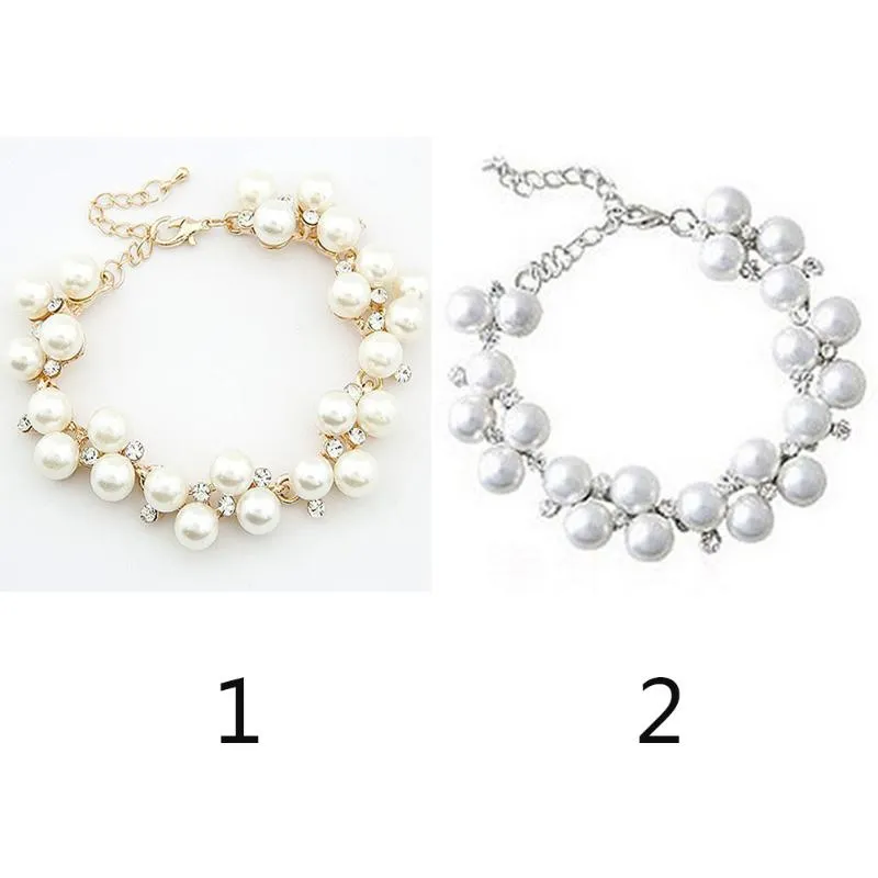 Frauen Armbänder Neues Design Luxuriöser Charme Kristall Kubikzircon Simulierte Perle Perlen Armband Für Frauen Jewelry214q
