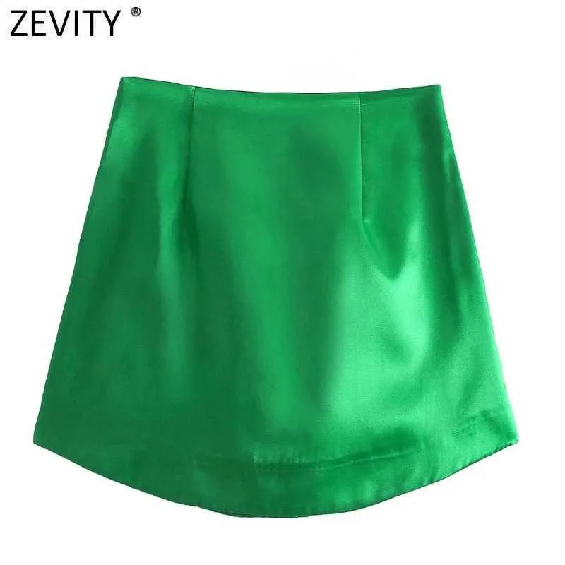 Zevity Women High Street Solid Color Side Zipper Sexy Mini Spódnica Faldas Mujer Light Light Soft Casual Slim Chic Vestidos Qun765 210621