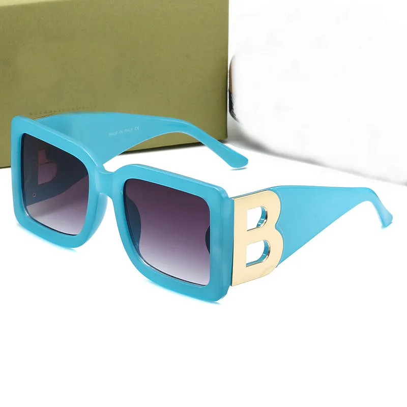 패션 선글라스 여성 빈티지 럭셔리 브랜드 디자이너 B 모티프 스퀘어 프레임 선글라스 UV400 안경 로고 음영 257G