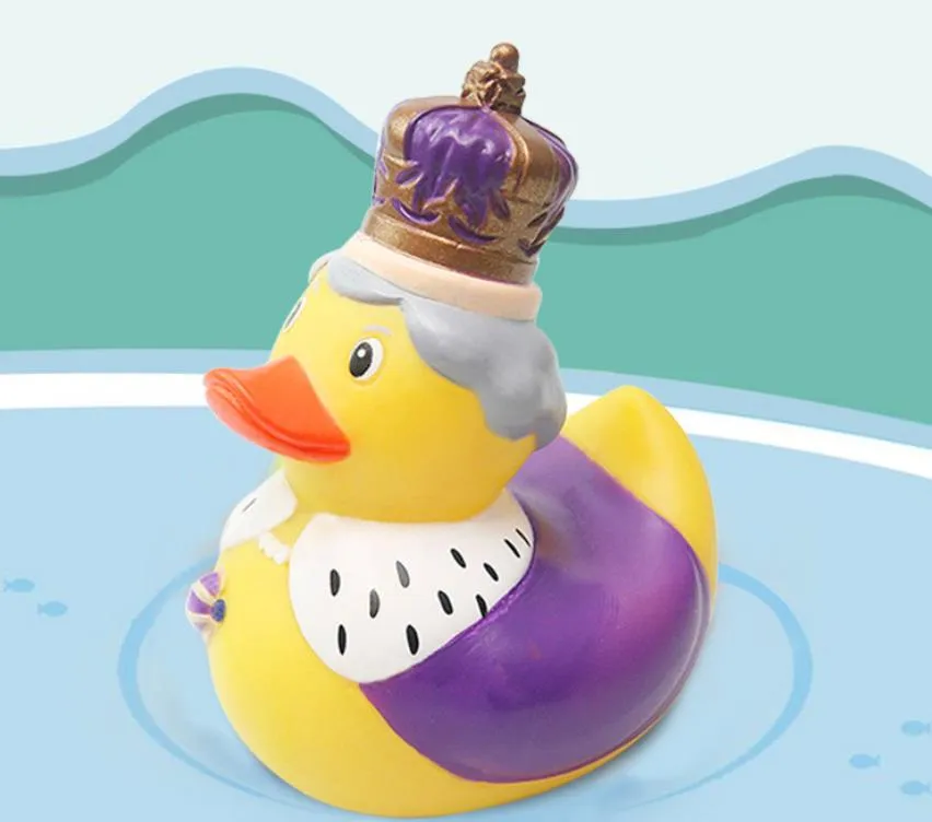Barn bad anka leksak duschvatten flytande brittisk drottning gummi baby rolig leksaker nyhet gåva