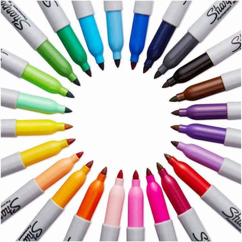12/24 couleurs Sharpie marqueurs permanents stylos à pointe fine couleur cosmique marqueur de peinture étanche pour pneus métalliques marqueurs graffiti 211103