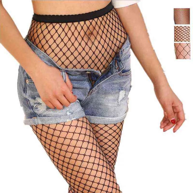 ALICENO Women Pantyhose Multicolor Fishnet Stockings Colorfull Small Middle Big Mesh Fishnet Tights Anti-hook Nylon Stockings Y1130