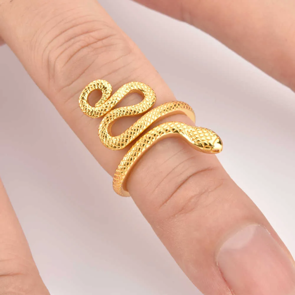 ANDYWEN 925 Sterling Silver Gold regolabile Snake Rings Big Animal ridimensionabile di lusso Round Circle Women Fine Ring Jewelry 210608