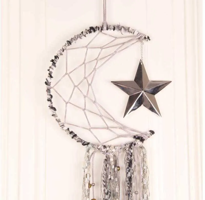 Dreamcatcher Bells Hang Moon Catcher Dreamcatcher Fashion Feather Dream Catcher Pendant Wall Hanging Room Car Decoration Handicraft WMQ106