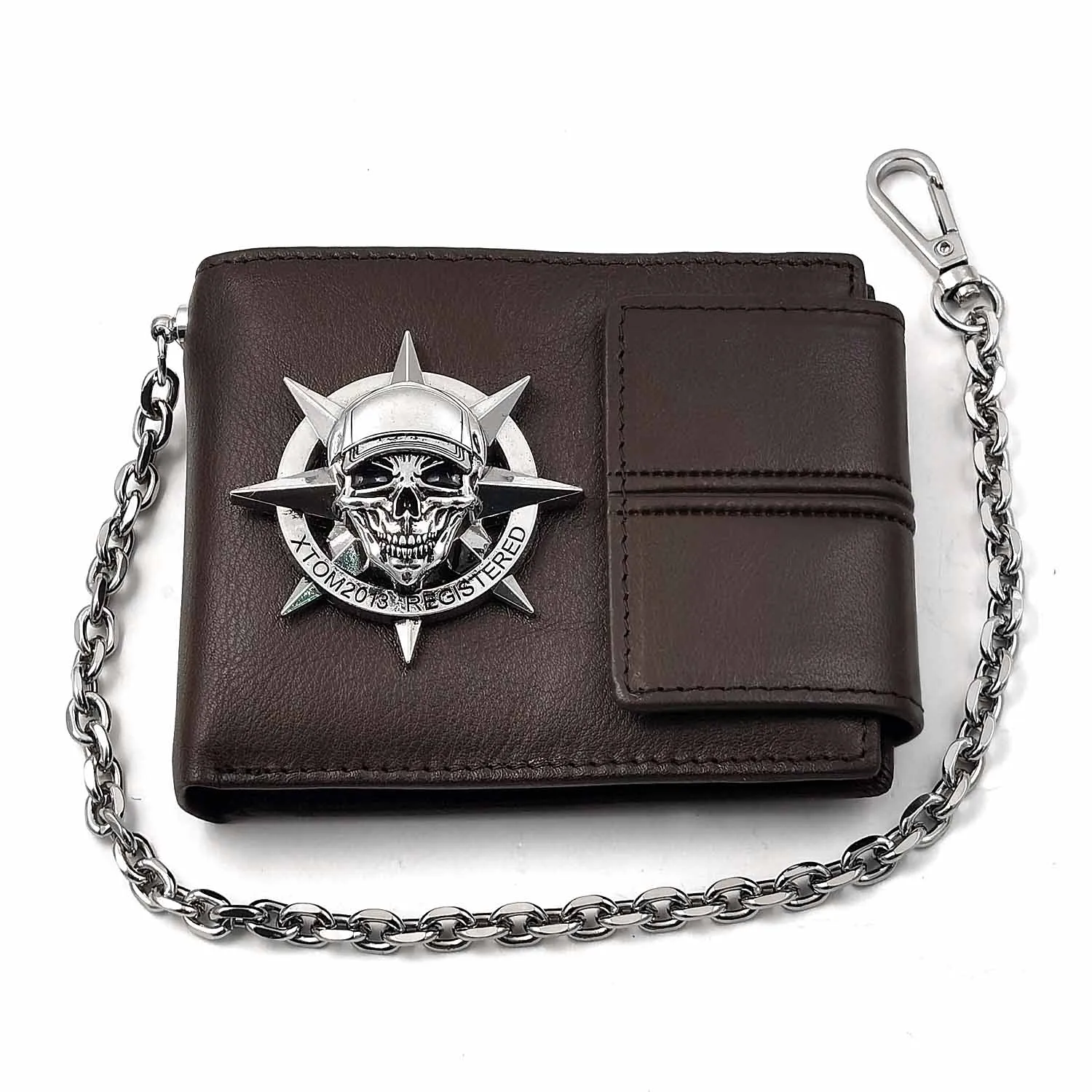 Wallet Men's FASHION HIGHT QUALITY Skull Biker Gothic Chain Purse Leather