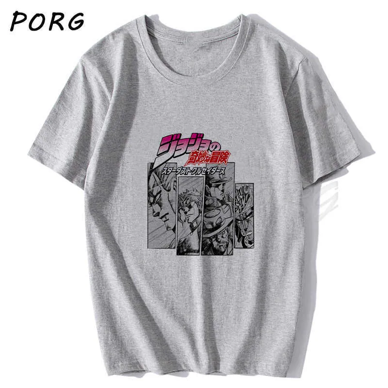 Jojos bizarre äventyr vintage män manga t-shirt harajuku streetwear bomull camisetas hombrre vaporwave japan anime skjorta 210714