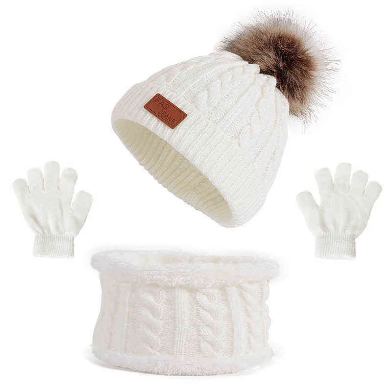 Mudkingdom 3 pz Ragazzi Ragazze Cappello e Guanti Sciarpa Set Maglia Foderata in Pile Pompon Caldo Gioco All'aperto Cap Vestito I Vestiti dei Bambini