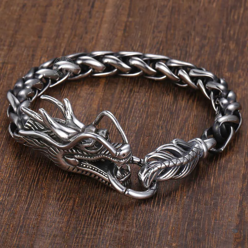 DAVIESLEE DRAGON CABEÇA MEMINA MASCO MASCO 316L Aço inoxidável Bracelet Link Chain Jóias punk 9mm 21 5cm DLHB450 2106273H