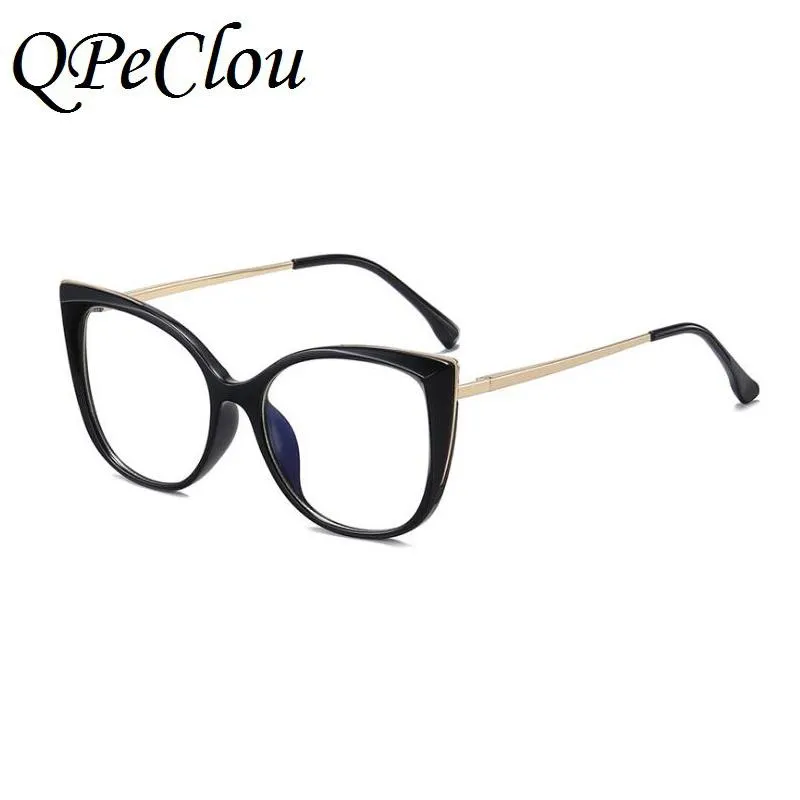 ファッションサングラスフレーム2021セクシーな猫の目の青色のメガネ女性ビンテージヒョウ眼鏡フレーム女性光学コンピュータースペクトル281W