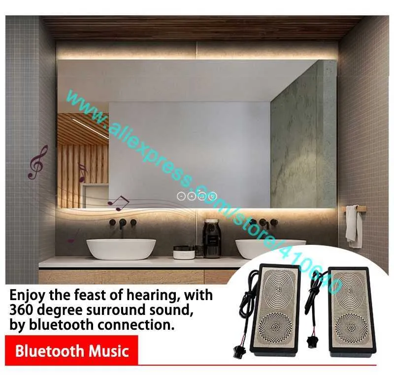K3030B Bluetooth Uygun Ev veya Otel Banyo Banyo Tuvalet Dolabı Dokunmatik Sensör Anahtarı Panel Parlak Soğuk Sıcak LED Işık Değişen