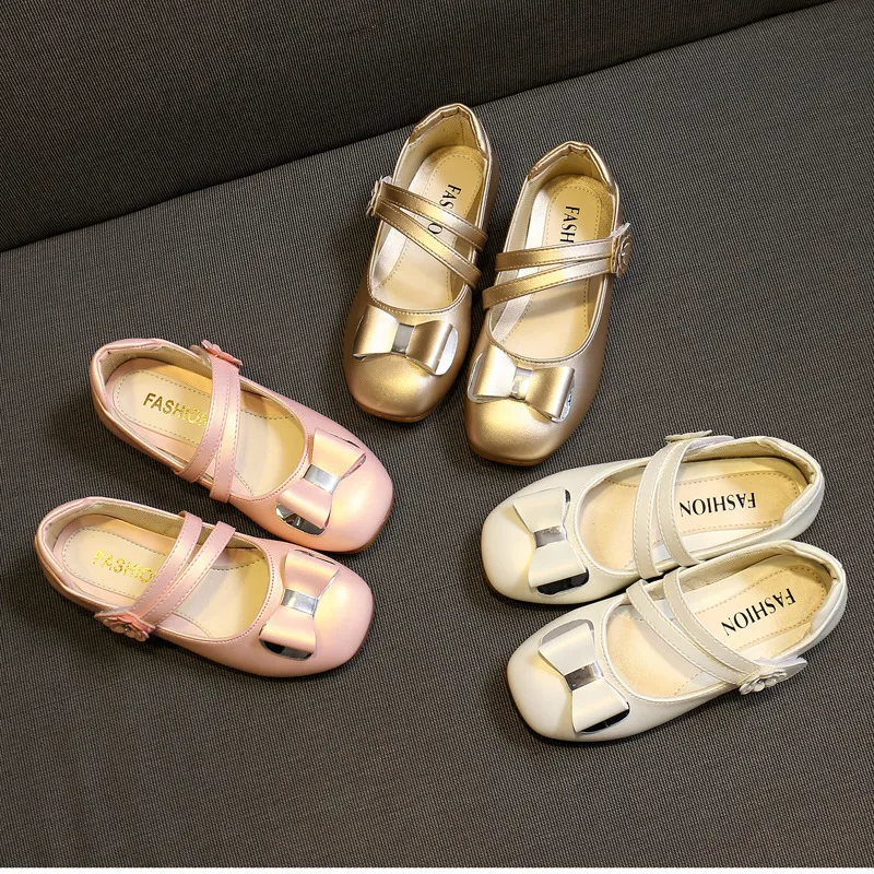 Printemps automne pour nœud papillon strass bébé fille enfants danse fête de mariage filles chaussures 3-15 ans 210306