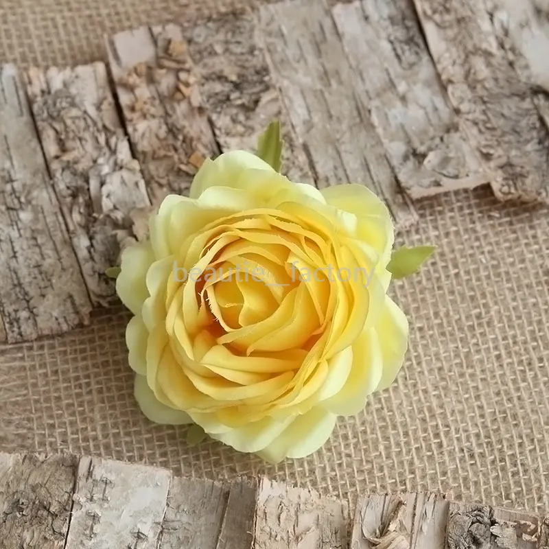 9 cm sztuczne wielowarstwowe głowice róży dekoracyjne kwiat jedwabne fałszywe luzem kwiaty ślubne pokój stół domowy 2891