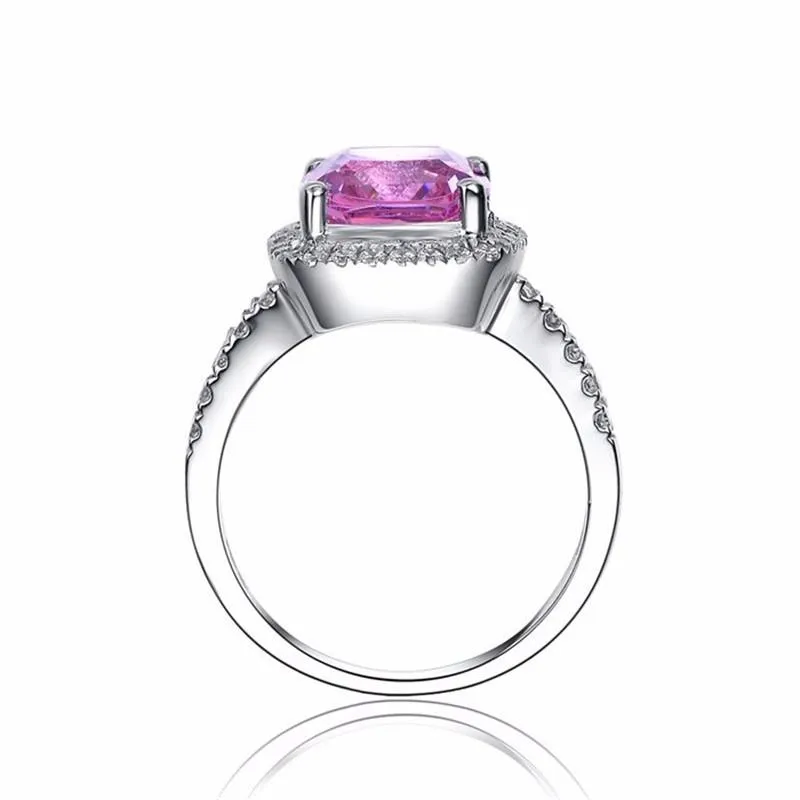 Princesa 2 Carat Simulação Diamante Anéis 925 Jóias De Prata Anel de Casamento Branco / Amarelo / Rosa Zircon Gemstone Anéis R688