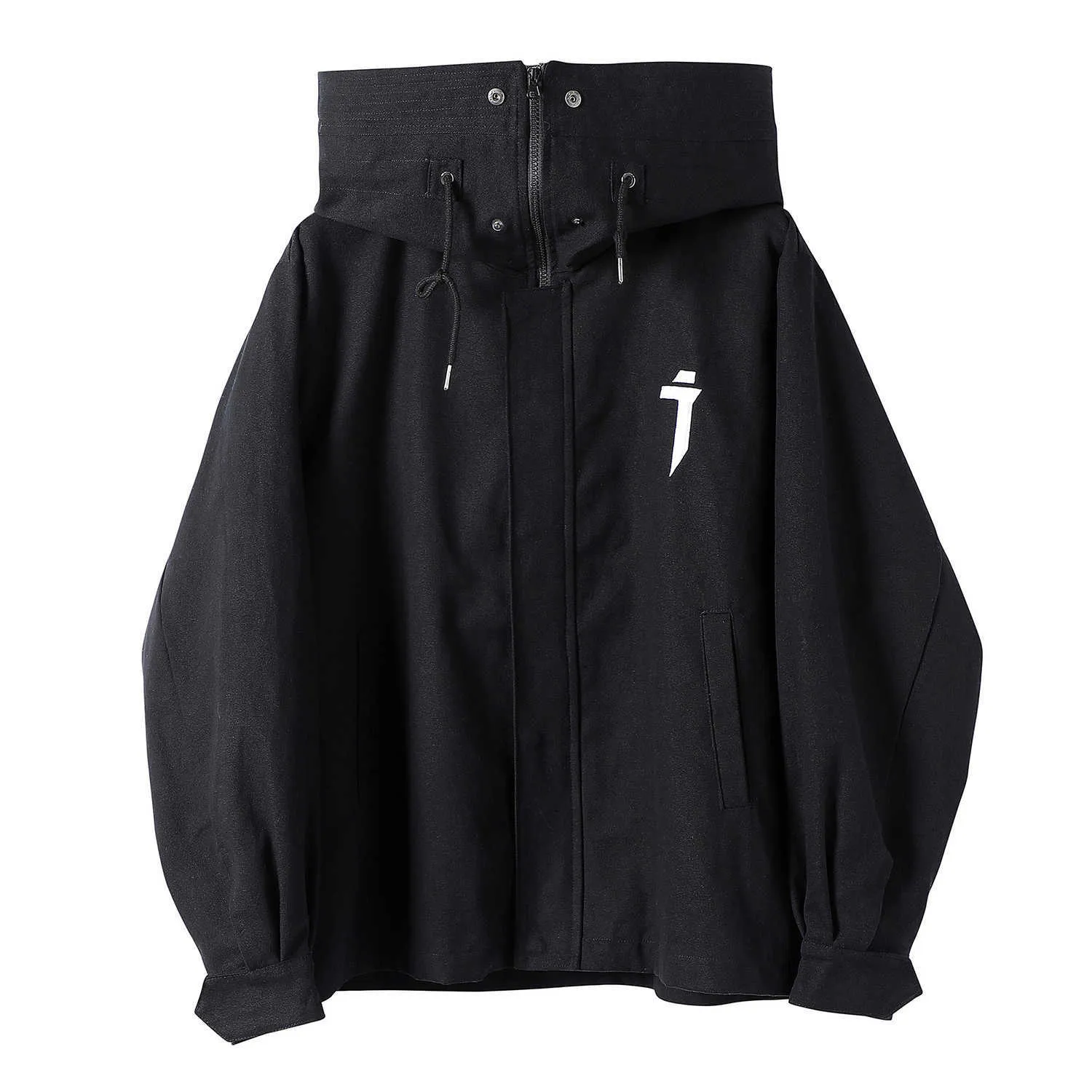 Techwear jacka för män svart vår japanska streetwear hooded coat 211008