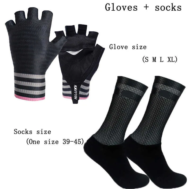 Neue Fahrrad Radfahren Handschuhe Socken Kombination Männer Nicht-slip Atmungsaktive Mesh Aero Bike Handschuhe Guantes Ciclismo H1022